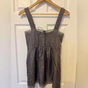 KEEPSAKE the Label from Anthropologie Gray Lace-Trim Satin Camisole
